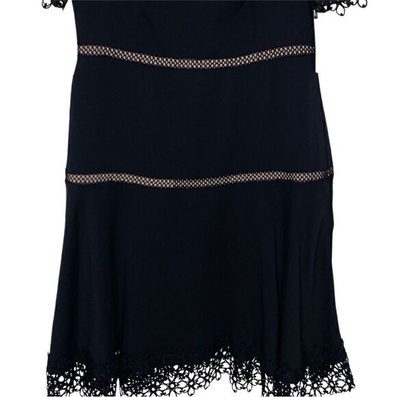 Shani Black Embroidered Lace Fit and Flare Crepe Cocktail Dress| Size 6 - Picture 5 of 10